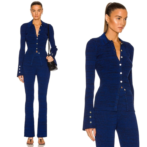 Le Ore Rimini Collared Cardigan Blue - Picture 1 of 7